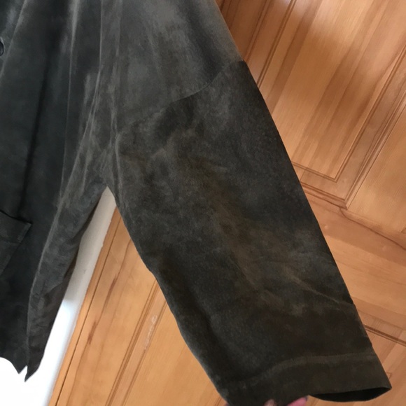 Dark Green Suede Overshirt by Eskandar - Picture 2 of 8